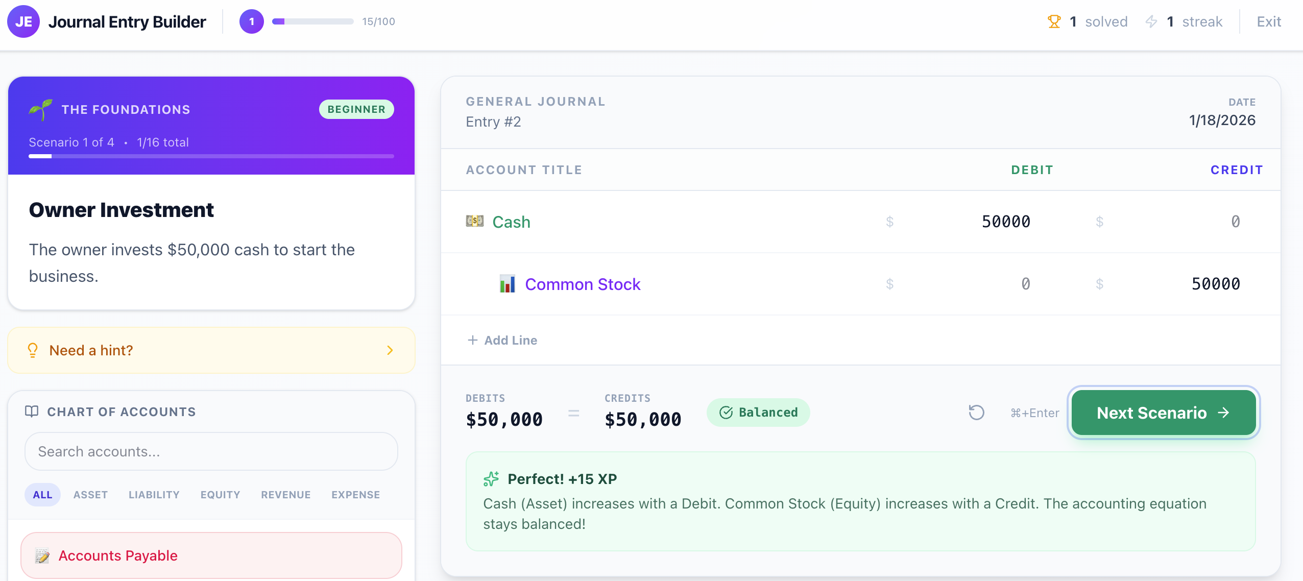 Preview of accounting learning simulation